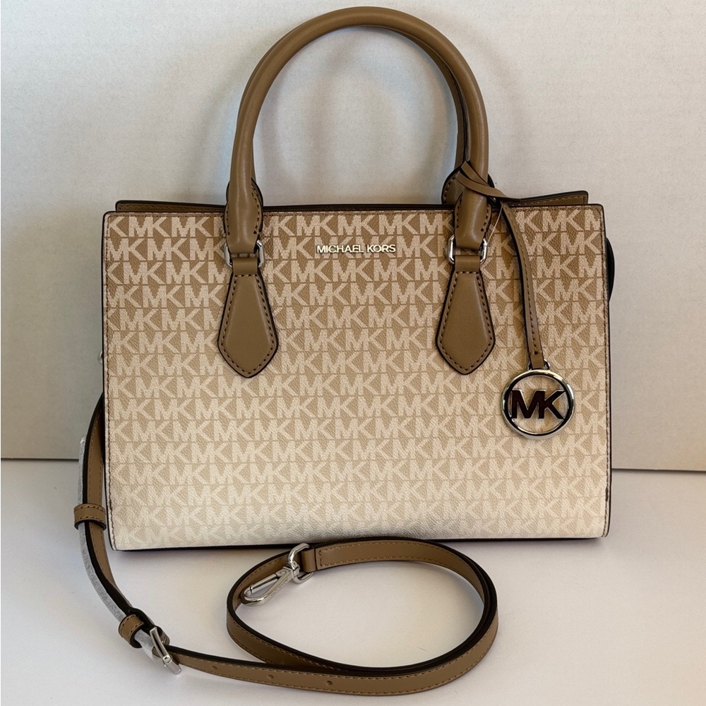 Michael Kors Sheila Medium Ombré Signature Logo Satchel -Husk